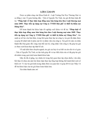 Luận văn tốt nghiệp tmu pháp luật về thực hiện hợp đồng mua bán hàng hóa theo luật thương mại năm 2005 thực tiễn áp dụng tại công ty tnhh bàn ghế và thiết bị thẩm mỹ hùng