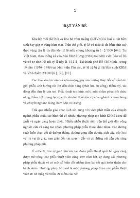 Đánh giá vai trò tạo hình chữ z ở trên đường viền da môi đỏ trong phương pháp millard mổ khe hở môi một bên toàn bộ