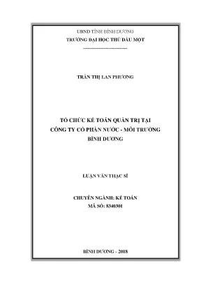 Luận văn thạc sĩ tổ chức kế toán quản trị tại công ty cổ phần nước môi trường bình dương