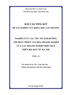 Luận văn tốt nghiệp tmu nghiên cứu các yếu tố ảnh hưởng tới phát triển văn hóa doanh nghiệp của các doanh nghiệp điện máy trên địa bàn tp hà nội