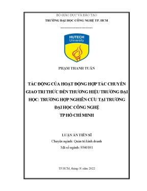 Tác động của hoạt động hợp tác chuyển giao tri thức đến thương hiệu trường đại học trường hợp nghiên cứu tại trường đại học công nghệ tp hồ chí minh
