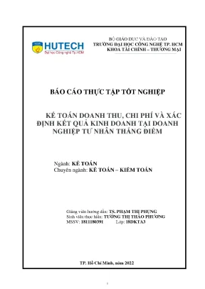 Kế toán doanh thu chi phí và xác định kết quả kinh doanh tại doanh nghiệp tư nhân thắng điềm
