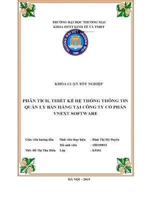Luận văn tốt nghiệp tmu phân tích thiết kế hệ thống thông tin quản lí bán hàng tại công ty cổ phần vnext software