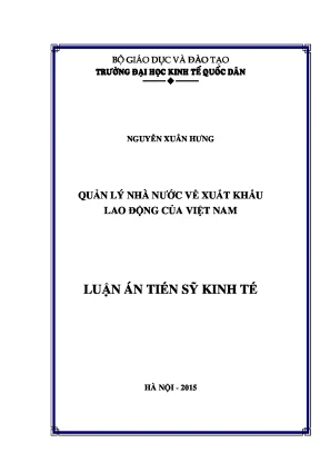 Luận án tiến sĩ quản lý nhà nước về xuất khẩu lao động của việt nam