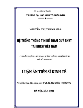 Luận án tiến sĩ hệ thống thông tin kế toán quỹ bảo hiểm y tế tại bảo hiểm xã hội việt nam
