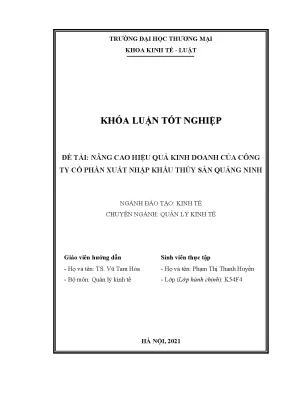 Luận văn tốt nghiệp tmu nâng cao hiệu quả kinh doanh của công ty cổ phần xuất nhập khẩu thủy sản quảng ninh
