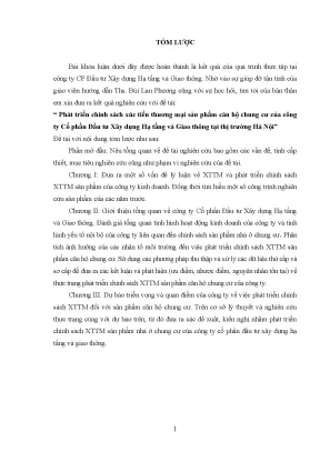 Luận văn tốt nghiệp tmu phát triển chính sách xúc tiến thƣơng mại sản phẩm căn hộ chung cƣ của công ty cổ phần đầu tƣ xây dựng hạ tầng và giao thông tại thị