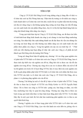 Luận văn tốt nghiệp tmu phát triển x c tiến thƣơng mại hoạt động tổ chức tiệc cƣới của công ty cổ phần du lịch khách sạn hải đăng trên thị trƣờng hải ph ng