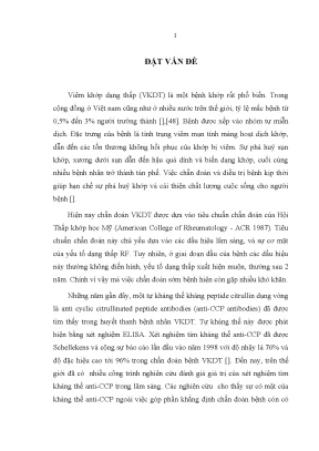 Nghiên cứu đặc điểm một số tự kháng thể trong bệnh viêm khớp dạng thấp tại bệnh viện đa khoa trung ương cần thơ