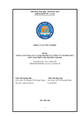 Luận văn tốt nghiệp tmu nâng cao năng lực cạnh tranh của công ty cổ phần sữa việt nam trên thị trường nội địa