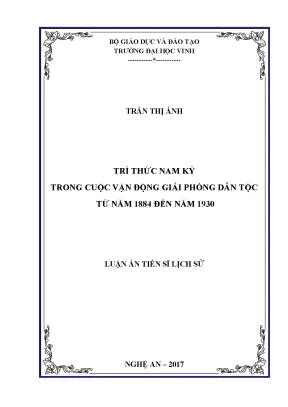 Luận án tiến sĩ trí thức nam kỳ trong cuộc vận động giải phóng dân tộc từ năm 1884 đến năm 1930