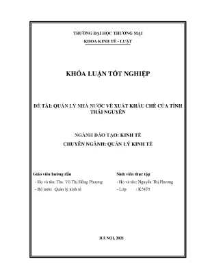 Luận văn tốt nghiệp tmu quản lý nhà nước về xuất khẩu chè của tỉnh thái nguyên