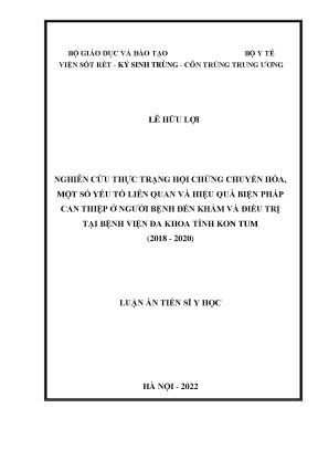 Luận án tiến sĩ nghiên cứu thực trạng hội chứng chuyển hóa một số yếu tố liên quan và hiệu quả biện pháp can thiệp ở người bệnh đến khám và điều trị tại bệnh viện đa khoa tỉnh kon tum 2018 2020