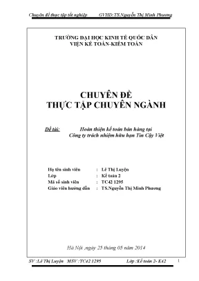 Hoàn thiện kế toán bán hàng tại công ty trách nhiệm hữu hạn tin cậy việt