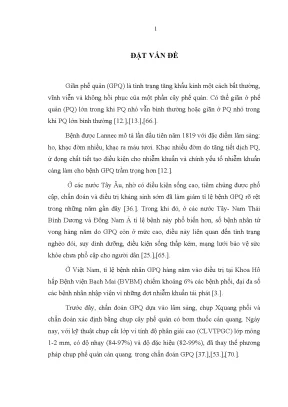Mối liên quan giữa vị trí tổn thương các thể gpq trên phim chụp clvtpgc ngực với rltk phổi ở các bệnh nhân gpq