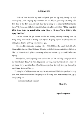Luận văn tốt nghiệp tmu phân tích thiết kế hệ thống thông tin quản lý nhân sự tại công ty cổ phần vật tƣ thiết bị xây dựng việt nam