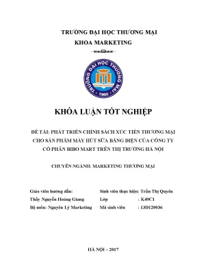 Luận văn tốt nghiệp tmu phát triển chính sách xúc tiến thƣơng mại cho sản phẩm máy hút sữa bằng điện của công ty cổ phẩn bibo mart trên thị trƣờng hà nội