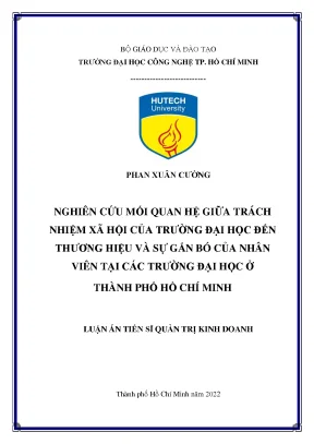 Nghiên cứu mối quan hệ giữa trách nhiệm xã hội của trường đại học đến thương hiệu và sự gắn bó của nhân viên tại các trường đại học ở thành phố hồ chí minh