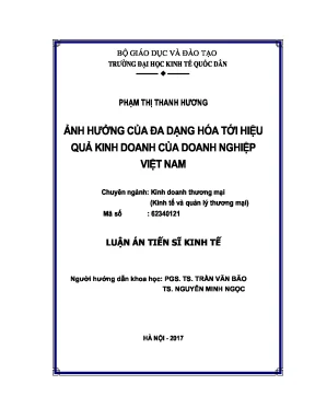 Luận án tiến sĩ ảnh hưởng của đa dạng hóa tới hiệu quả kinh doanh của doanh nghiệp việt nam