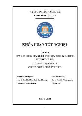 Luận văn tốt nghiệp tmu nâng cao hiệu quả kinh doanh của công ty cổ phần hitech việt nam