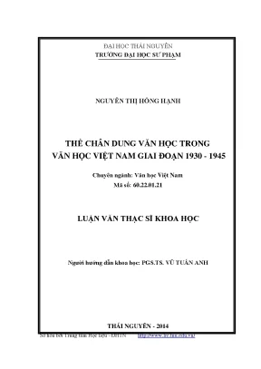 Luận văn thạc sĩ thể chân dung văn học trong văn học việt nam giai đoạn 1930 1945