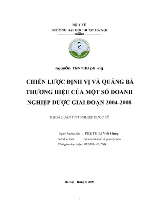 Chiến lược định vị và quảng bá thương hiệu của một số doanh nghiệp dược