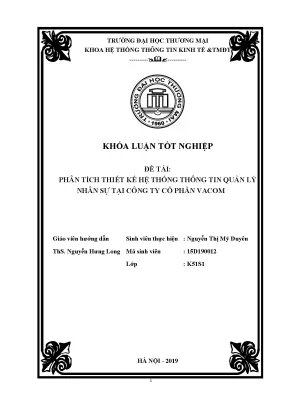 Luận văn tốt nghiệp tmu phân tích thiết kế hệ thống thông tin quản lý nhân sự cho công ty cổ phần vacom
