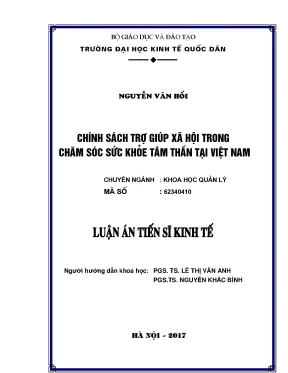 Luận án tiến sĩ chính sách trợ giúp xã hội trong chăm sóc sức khỏe tâm thần tại việt nam