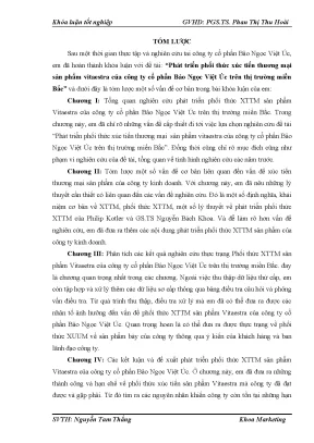 Luận văn tốt nghiệp tmu phát triển phối thức xúc tiến thƣơng mại sản phẩm vitaestra của công ty cổ phần bảo ngọc việt úc trên thị trƣờng miền bắc