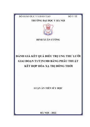 Luận án tiến sĩ đánh giá kết quả điều trị ung thư lưỡi giai đoạn t12n1m0 bằng phẫu thuật kết hợp hóa xạ trị đồng thời