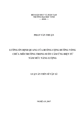 Luận án tiến sĩ lưỡng ổn định quang của buồng cộng hưởng vòng chứa môi trường trong suốt cảm ứng điện từ năm mức năng lượng