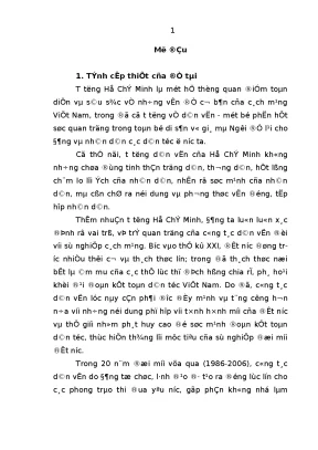 Tư tưởng hồ chí minh về dân vận và sự vận dụng vào công tác vận động nông dân ở tỉnh quảng bình trong những năm đầu thế kỷ xxi
