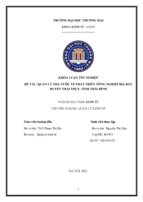 Luận văn tốt nghiệp tmu quản lý nhà nước về phát triển nông nghiệp địa bàn huyện thái thụy tỉnh thái bình