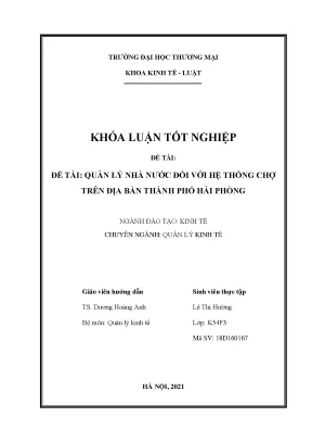 Luận văn tốt nghiệp tmu quản lý nhà nước đối với hệ thống chợ trên địa bàn thành phố hải phòng