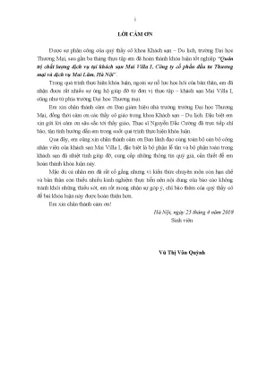 Luận văn tốt nghiệp tmu quản trị chất lượng dịch vụ tại khách sạn mai villa i công ty cổ phần đầu tư thương mại và dịch vụ mai lâm hà nội