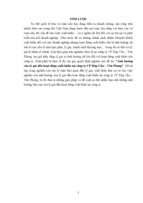 Luận văn tốt nghiệp tmu ảnh hƣởng của tỷ giá đến hoạt động xuất khẩu tại công ty cp đáp cầu yên phong
