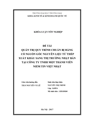Luận văn tốt nghiệp tmu quản trị quy trình chuẩn bị hàng có nguồn gốc nguyên liệu từ thépxuất khẩu sang thị trƣờng nhật bản tại công ty tnhh một thành viên niềm