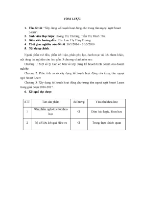 Luận văn tốt nghiệp tmu xây dựng kế hoạch hoạt động cho trung tâm ngoại ngữ smart learn