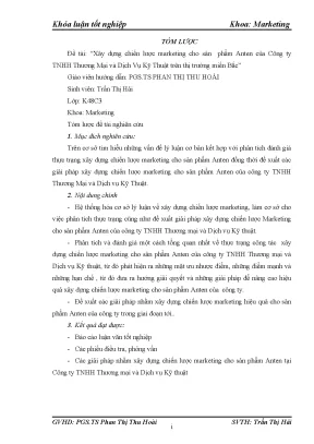 Luận văn tốt nghiệp tmu xây dựng chiến lược marketing cho sản phẩm anten của công ty tnhh thương mại và dịch vụ kỹ thuật trên thị trường miền bắc