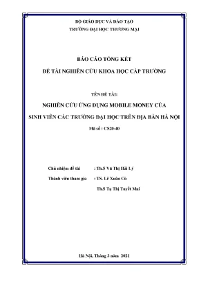 Luận văn tốt nghiệp tmu nghiên cứu ứng dụng mobile money của sinh viên các trường đại học trên địa bàn hà nội
