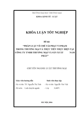 Luận văn tốt nghiệp tmu pháp luật về chế tài phạt vi phạm trong thương mại và thực tiễn thực hiện tại công ty tnhh thương mại và sản xuất nam phát