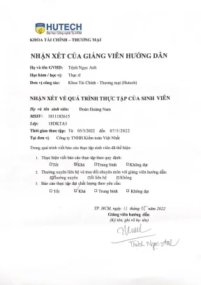 Thực trạng công tác kiểm toán tài sản cố định tại công ty tnhh kiểm toán việt nhất