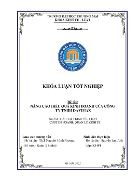 Luận văn tốt nghiệp tmu nâng cao hiệu quả kinh doanh của công ty tnhh davimax