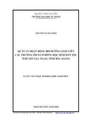 Luận văn thạc sĩ quản lý hoạt động bồi dưỡng giáo viên các trường thcs có đông học sinh dân tộc ở huyện lục ngạn tỉnh bắc ninh