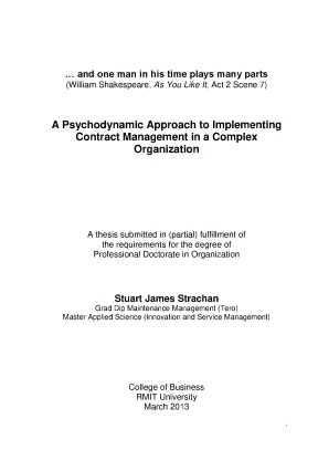 Doctoral thesis of philosophy a psychodynamic approach to implementing contract management in a complex organization