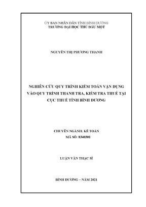 Nghiên cứu quy trình kiểm toán vận dụng vào quy trình thanh tra kiểm tra thuế tại cục thuế tỉnh bình dương luận văn thạc sĩ
