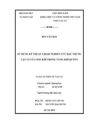 Luận án tiến sĩ sử dụng kỹ thuật lidar nghiên cứu đặc trưng vật lý của son khí trong tầng khí quyển