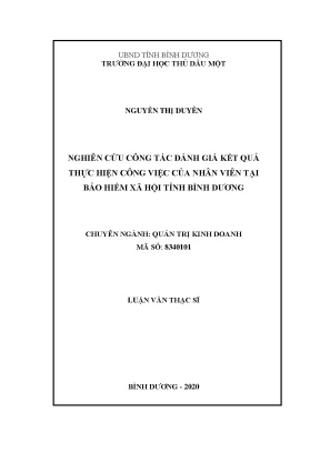 Luận văn thạc sĩ nghiên cứu công tác đánh giá kết quả thực hiện công việc của nhân viên tại bảo hiểm xã hội tỉnh bình dương