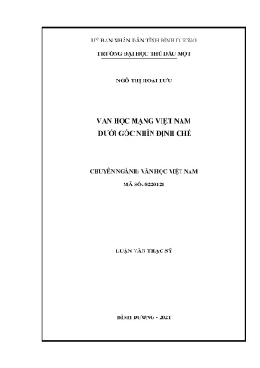 Văn học mạng việt nam dưới góc nhìn định chế luận văn thạc sĩ