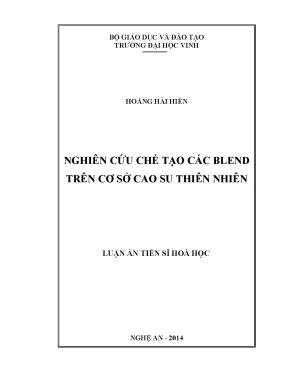 Luận án tiến sĩ nghiên cứu chế tạo các blend trên cơ sở cao su thiên nhiên